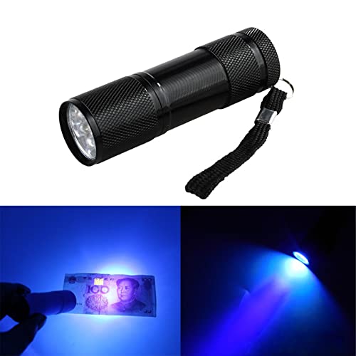 Rnitle Luz Ultravioleta Linterna,Linterna UV 9 LED, Linterna Luz Ultravioleta 395NM, Luz Negra para Detectar Orina de Mascotas