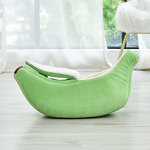 RNSUNH Bonita cama de plátano para gatos, cálido y suave, sofá para dormir jugando descanso, adorables suministros para mascotas para gatos, gatitos, cachorros, perros, cama, L