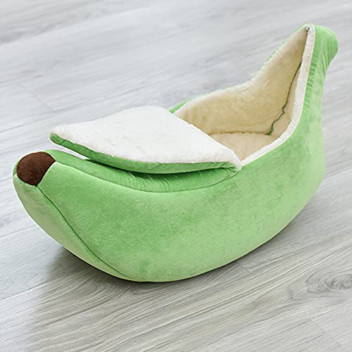 RNSUNH Bonita cama de plátano para gatos, cálido y suave, sofá para dormir jugando descanso, adorables suministros para mascotas para gatos, gatitos, cachorros, perros, cama, L