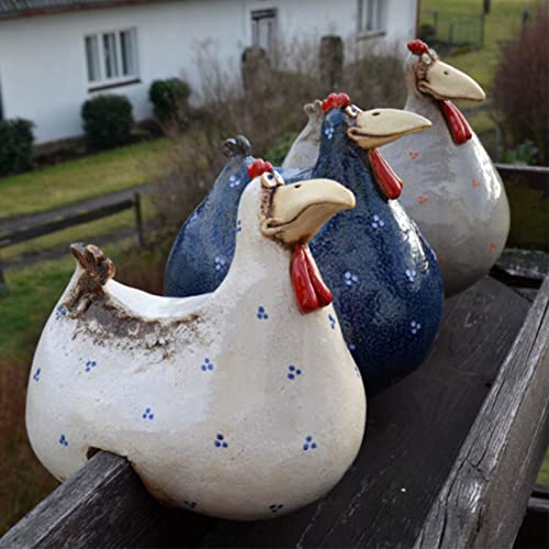 RONHIAS Arte divertido de granja de pollo granja, escalera de jardín con sujeción para soltera, estatua de gallina de resina 3D, pollo para colgar pies, escultura creativa de escalera (blanco)