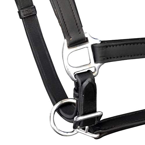 Ronzal/Cabestro de Cuero Negro Ajustable para Caballo (Estándar) Talla: Estándar