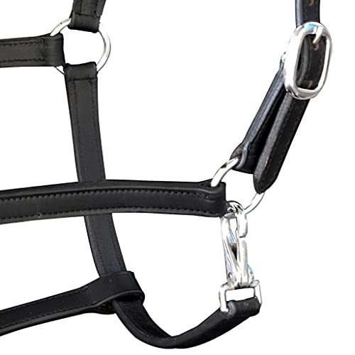 Ronzal/Cabestro de Cuero Negro Ajustable para Caballo (Estándar) Talla: Estándar