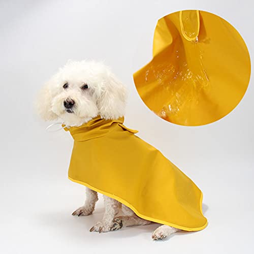 Ropa de Poncho Impermeable para Perro Mascota,Ultraligero Chaqueta Impermeable Capa de Lluvia Chubasquero con Borde Transparente con cordón Ajustable para pequeño Medianas Perros Amarillo M