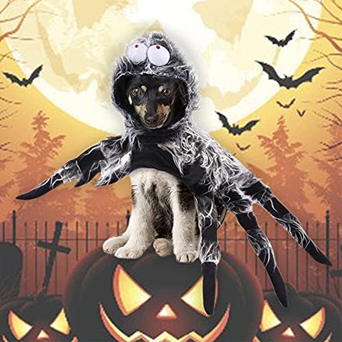 Ropa navideña para Perro disfraz gato Perro araña disfraces divertido halloween mascota gato con capucha simulación de horror de felpa transformación de la araña for el traje de perro vestido de vesti