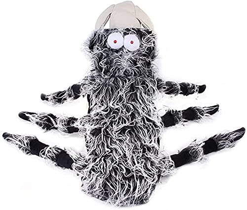 Ropa navideña para Perro disfraz gato Perro araña disfraces divertido halloween mascota gato con capucha simulación de horror de felpa transformación de la araña for el traje de perro vestido de vesti