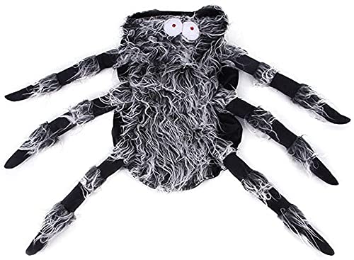 Ropa navideña para Perro disfraz gato Perro araña disfraces divertido halloween mascota gato con capucha simulación de horror de felpa transformación de la araña for el traje de perro vestido de vesti