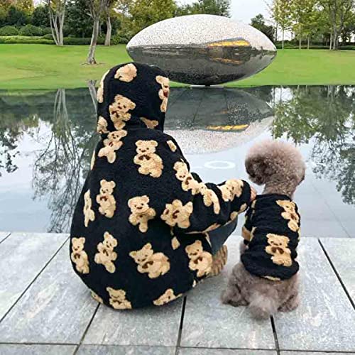 Ropa para Mascotas para otoño/Invierno más Estampado de Oso de Terciopelo Teddy Bichon Schnauzer Abrigo Abrigo de Perro cálido Nuevo Traje para Padres e Hijos