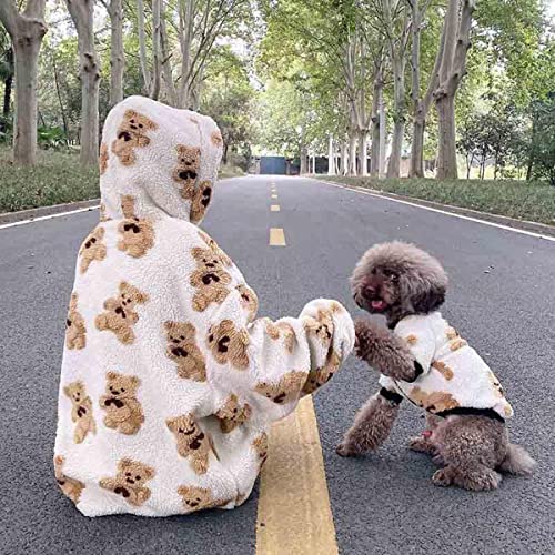 Ropa para Mascotas para otoño/Invierno más Estampado de Oso de Terciopelo Teddy Bichon Schnauzer Abrigo Abrigo de Perro cálido Nuevo Traje para Padres e Hijos