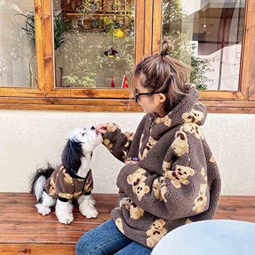 Ropa para Mascotas para otoño/Invierno más Estampado de Oso de Terciopelo Teddy Bichon Schnauzer Abrigo Abrigo de Perro cálido Nuevo Traje para Padres e Hijos