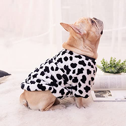 Ropa para mascotas perro ropa de peluche pijama patrón de vaca cachorro ropa de perro bulldog francés pug cachorro perro ropa