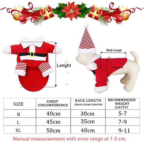 Ropa para Mascotas Santa, Perro Ropa Navidad, Ropa de Gato de Navidad, Ropa para Mascotas de Navidad, Lindo Santa Claus Ropa de Fiesta, Traje de Perro Santa (M)