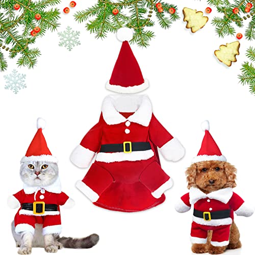 Ropa para Mascotas Santa, Perro Ropa Navidad, Ropa de Gato de Navidad, Ropa para Mascotas de Navidad, Lindo Santa Claus Ropa de Fiesta, Traje de Perro Santa (L)