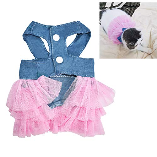 Ropa para mascotas, vestidos para perros pequeños gatos falda de tutú chaleco de princesa Petti Vestido gatos vestidos pequeños pomerania chihuahua falda ropa para cachorros(mezclilla rosa, xl)