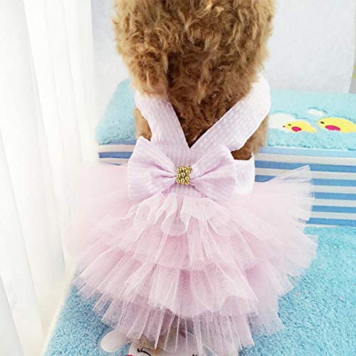 Ropa para mascotas, vestidos para perros pequeños gatos falda de tutú chaleco de princesa Petti Vestido gatos vestidos pequeños pomerania chihuahua falda ropa para cachorros (rosa XS)