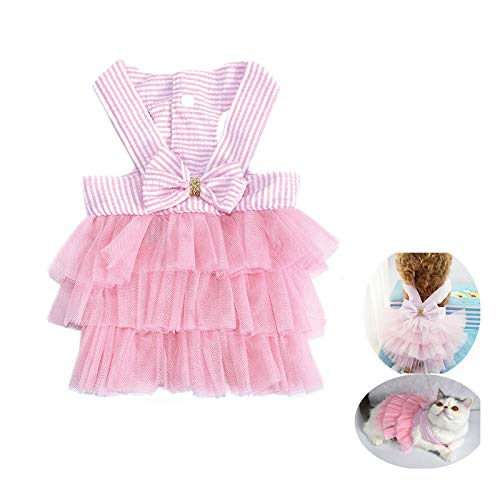 Ropa para mascotas, vestidos para perros pequeños gatos falda de tutú chaleco de princesa Petti Vestido gatos vestidos pequeños pomerania chihuahua falda ropa para cachorros (rosa XS)