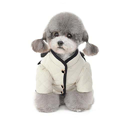 Ropa para perro o gato, ropa de lujo, ropa de algodón, ropa de invierno, chaqueta popular, chaqueta pequeña mediana, ropa para perro, otoño, invierno, cálida y suave, color blanco, M