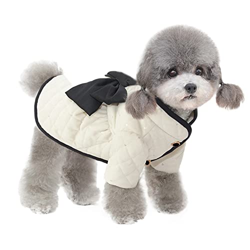 Ropa para perro o gato, ropa de lujo, ropa de algodón, ropa de invierno, chaqueta popular, chaqueta pequeña mediana, ropa para perro, otoño, invierno, cálida y suave, color blanco, M