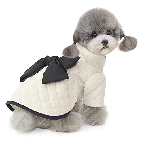 Ropa para perro o gato, ropa de lujo, ropa de algodón, ropa de invierno, chaqueta popular, chaqueta pequeña mediana, ropa para perro, otoño, invierno, cálida y suave, color blanco, M