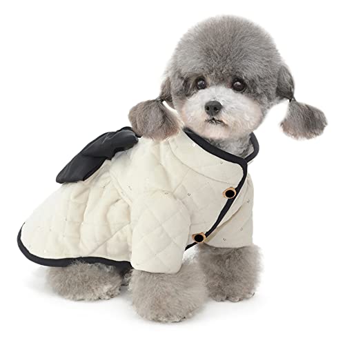 Ropa para perro o gato, ropa de lujo, ropa de algodón, ropa de invierno, chaqueta popular, chaqueta pequeña mediana, ropa para perro, otoño, invierno, cálida y suave, color blanco, M