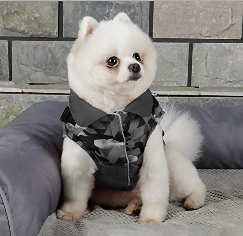 Ropa para Perros Mascotas, Abrigos Chaquetas de Invierno Suavecon Forro Polar,Chaleco Arnés de Perro (M, Gris)