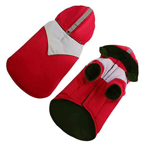 Ropa para Perros, Ropa para Perros pequeños, Ropa para Mascotas, Perros, Gatos, Abrigo de algodón para Perros, Chaleco de algodón, Abrigo cálido, Abrigo con Capucha (Small, Rojo)