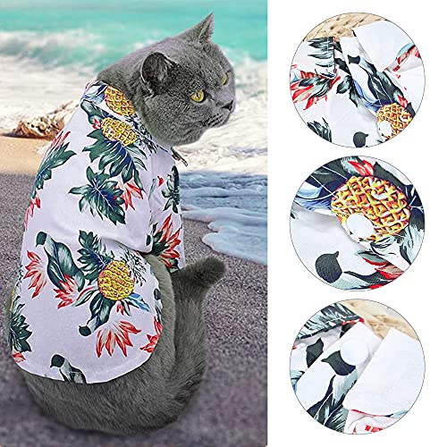 RoxNvm Camiseta de Verano para Perros, Camisas de Perro Hawaiano, Playera para Perros Estilo Resort de Playa, Ropa de Perro Transpirable de Moda para Cachorros, 2 Piezas, Azul y Blanco (pequeño)