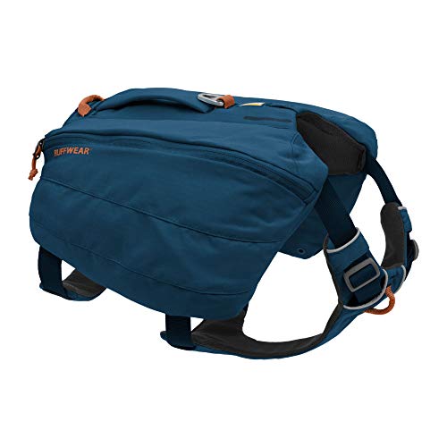 RUFFWEAR Mochila Saddle para Perros, Cómodo Arnés para Excursiones y Paseos, Uso Prolongado, Perros Medianos, Bolsa de Día Modelo Front Range, Color Luna Azul, M