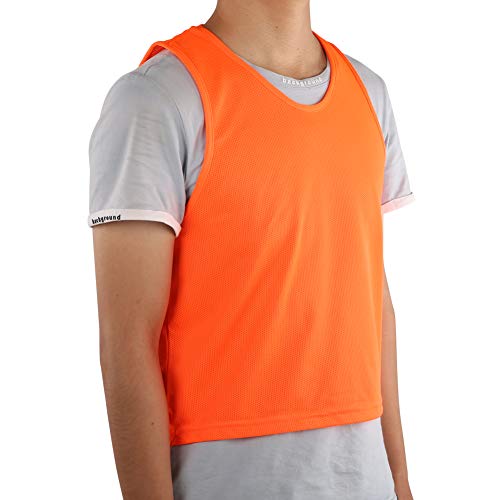 Ruiqas Chaleco de entrenamiento de fútbol de los niños 12Pcs, pequeño chaleco transpirable del ejercicio de la malla tamaño libre naranja para