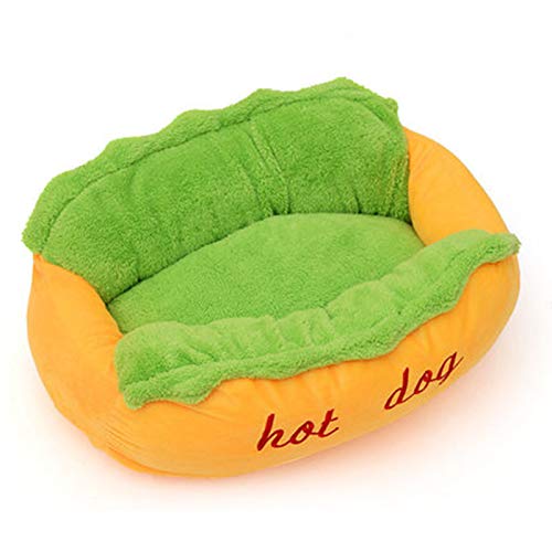 RUIXFLR Shaggy Hot Dog Shaped Dog Bed Shiba Inu Cojín para Dormir Extraíble Nido Perrera para Cachorro Gatito, S