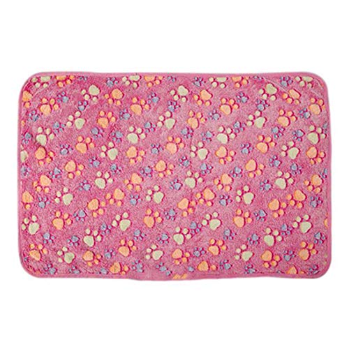 Rutaqian Manta para mascotas, suave y cómoda, alfombrilla para dormir para mascotas con estampado de huellas de patas, funda para cama para perros y gatos, color rosa 20 x 20 cm