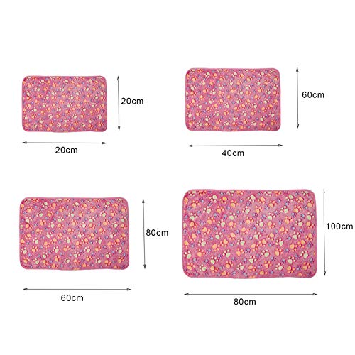 Rutaqian Manta para mascotas, suave y cómoda, alfombrilla para dormir para mascotas con estampado de huellas de patas, funda para cama para perros y gatos, color rosa 20 x 20 cm