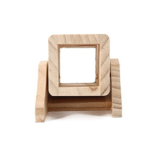 SABAN - Casa de juegos para hámster de madera, hámster pequeño animal, hámster y juguetes pequeños balancín, para hámster, natural Living caseta redonda, 11,5 x 9 x 8 cm