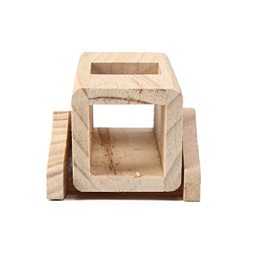 SABAN - Casa de juegos para hámster de madera, hámster pequeño animal, hámster y juguetes pequeños balancín, para hámster, natural Living caseta redonda, 11,5 x 9 x 8 cm