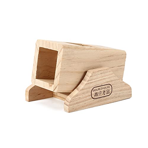 SABAN - Casa de juegos para hámster de madera, hámster pequeño animal, hámster y juguetes pequeños balancín, para hámster, natural Living caseta redonda, 11,5 x 9 x 8 cm