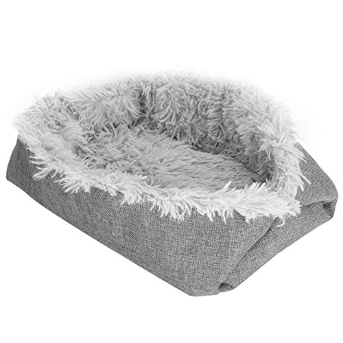 SALALIS Cama para Mascotas 2 en 1, Felpa para Gatos y Cachorros, Cama para Dormir portátil, casa para Invierno cálido (Gris)