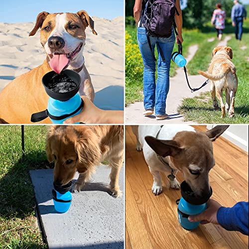 SalvaDog Duran - Botella de Agua para Perros - Bebedero Portatil de Viaje para Mascotas – 500ml – Especial Paseos al Aire Libre con Cuenco Plegable – Libre de BPA