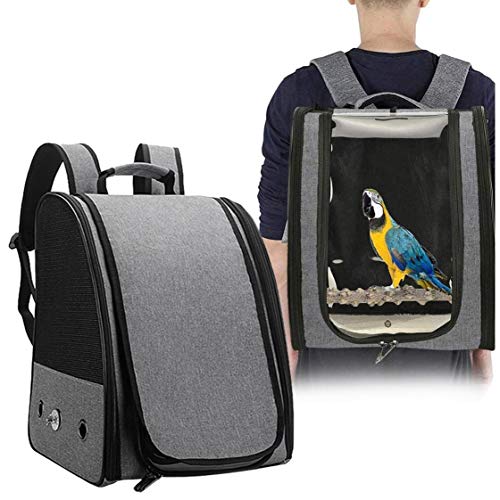 Sanfiyya Bird Jaula de Viaje en Transporte Mochila con el Soporte portátil Ligero y Transpirable para Aves de compañía Loro Gris Suministros para Mascotas