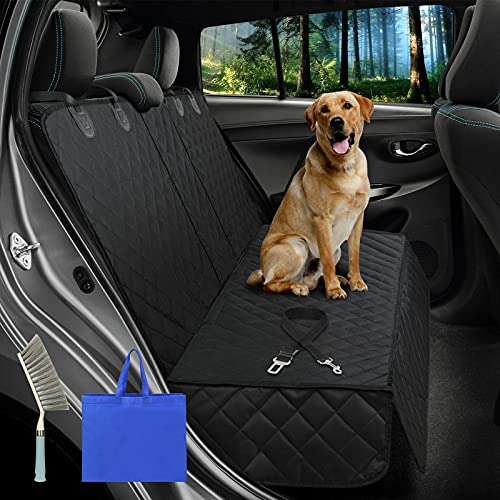 Satisby Funda para Asiento de Coche para Perros para la mayoría de los Coches, con cinturón de Seguridad Ajustable para Perros, Cepillo de Limpieza y Bolsa de Transporte