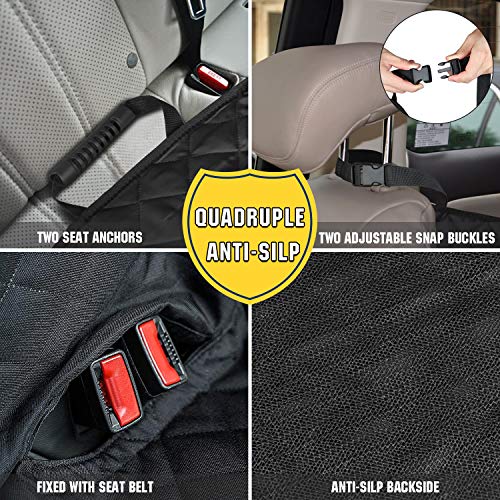 Satisby Funda para Asiento de Coche para Perros para la mayoría de los Coches, con cinturón de Seguridad Ajustable para Perros, Cepillo de Limpieza y Bolsa de Transporte