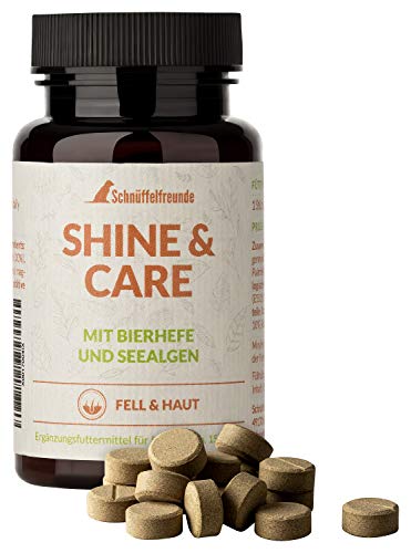 Schnüffelfreunde Shine & Care I Suplemento nutricional para la Piel y el Pelaje para Perros - con levadura de Cerveza y harina de Algas para el Perro