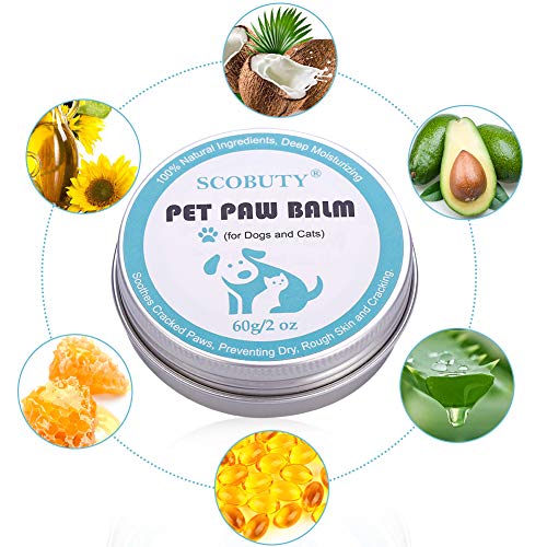 SCOBUTY Bálsamo Mascotas, Bálsamo Perros, Dog Paw Nose Balm, Bálsamo para la Nariz y para Las Patas agrietadas y Que pican de Perros, Protege y Repara Piel Seca y Agrietada, 60g