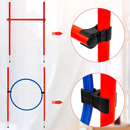 SEAAN Kit de Agilidad para Perros, Equipo de Entrenamiento de Agilidad al Aire Libre con Altura Ajustable (túnel de 180 cm y obstáculos de 300 cm, Zona de Parada de 2 círculos de Salto)
