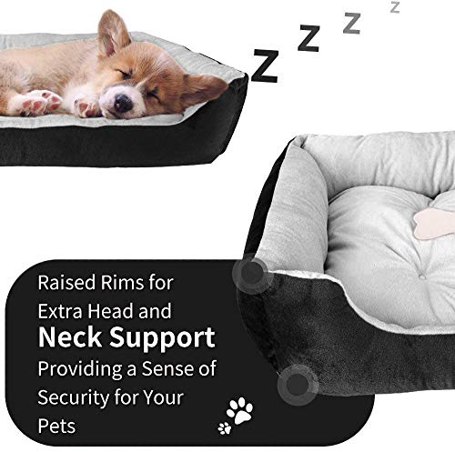 SeeKool Cama para Perros, Perro Mascota Colchón Lavable Almohada, Cojín Suave y Cálida Cama de Algodón PP con Parte Inferior Antideslizante, Ultra Suave y Cómoda(90 * 70cm) (Negro)