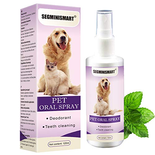 SEGMINISMART Spray Dental para Mascota, Pet Dental Spray, Ambientador para Aliento De Mascotas, Elimina El Olor, Reduce La Acumulación De Placa Y Sarro, 120ML