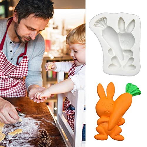 SEII Molde para Hornear Pasteles de Pascua, moldes de Silicona para Fondant, Molde de Silicona para Chocolate y Zanahoria, Herramientas de decoración de Dulces Hechas a Mano para Horno, microondas