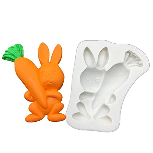 SEII Molde para Hornear Pasteles de Pascua, moldes de Silicona para Fondant, Molde de Silicona para Chocolate y Zanahoria, Herramientas de decoración de Dulces Hechas a Mano para Horno, microondas