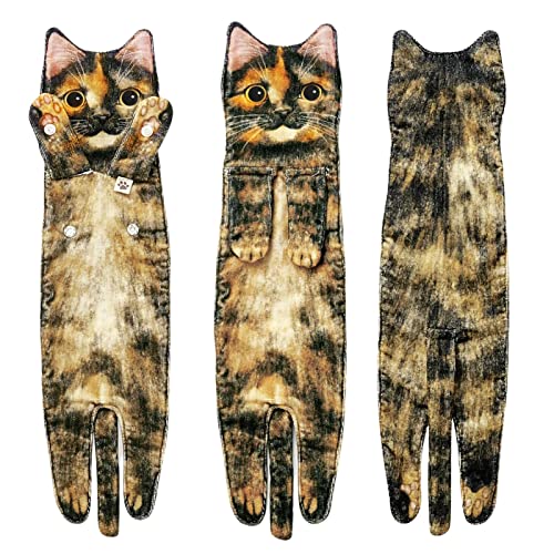 SEII Toallas de Mano Divertidas para Gatos, decoración de Gatos, Toallas para Colgar en la Cocina, Toalla de Manos con Forma de Gato, Bonitos Regalos Decorativos para Gatos para Amantes de los Gatos