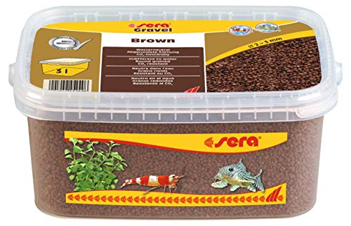 Sera Gravel Brown (Ø 2 – 3 mm) – Grava marrón para Todos los acuarios – Libre de contaminantes – Adecuado como Grava de gamba, 3 litros, 32259