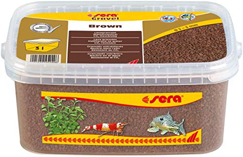 Sera Gravel Brown (Ø 2 – 3 mm) – Grava marrón para Todos los acuarios – Libre de contaminantes – Adecuado como Grava de gamba, 3 litros, 32259