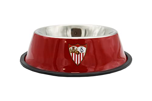 Sevilla Fútbol Club, Comedero y Bebedero para Perros, Dimensiones de 22 cm, Producto Oficial Sevilla Fútbol Club, Color Rojo (CyP Brands)